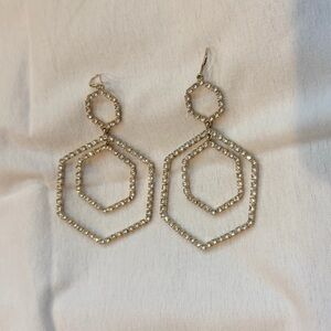 Ramy Brook Gold Rhinestone Hexagon Drop Earrings